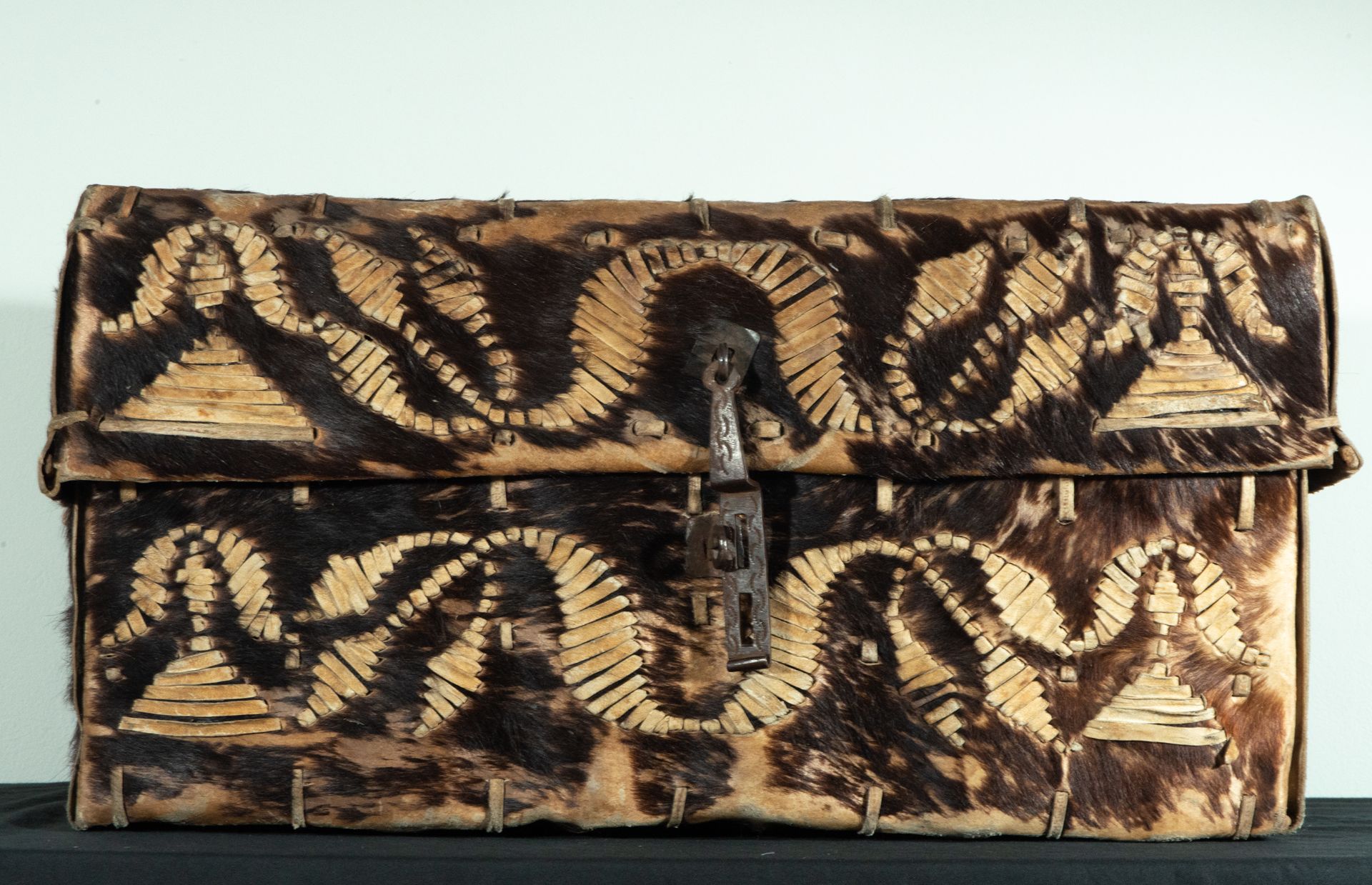 Rare Mexican colonial leather box, 17th century