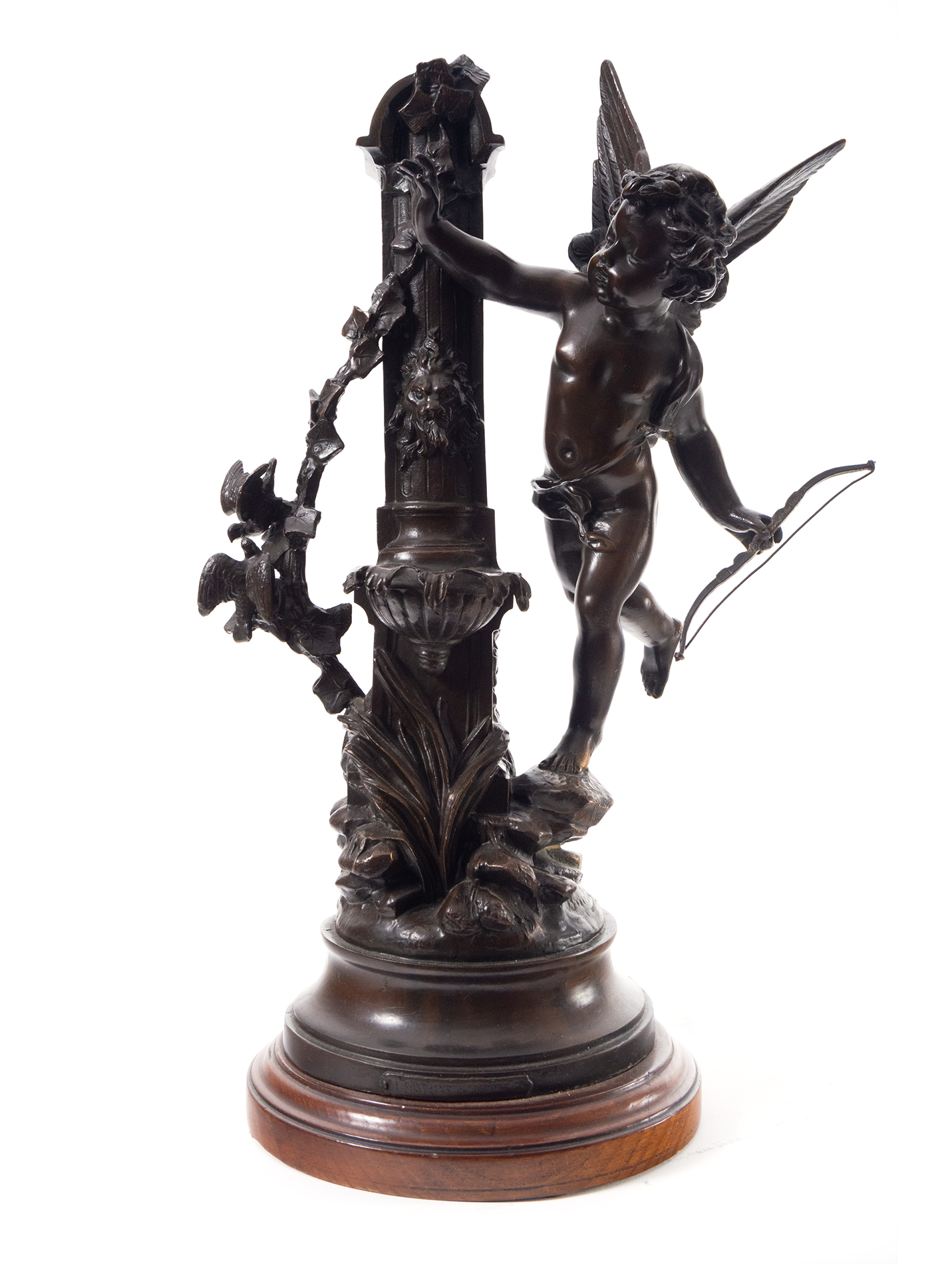 Elegant Cupid at the Fountain in bronze, 19th century French school, signed Bruchon