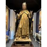 Monumental Saint Catherine of Siena carving in Life Size, New Spain Viceregal Colonial school from t
