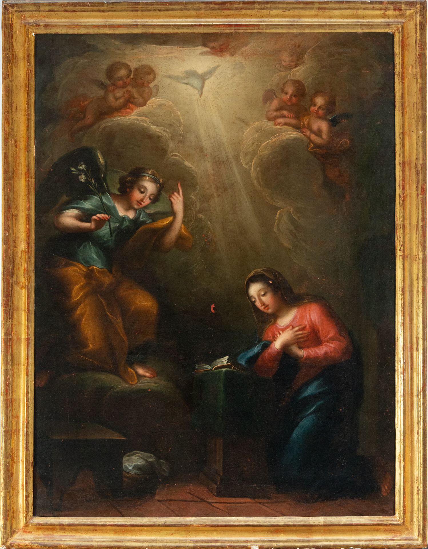 Important Annunciation of Mary, circle of Anton Raphael Mengs, 18th century Italian school