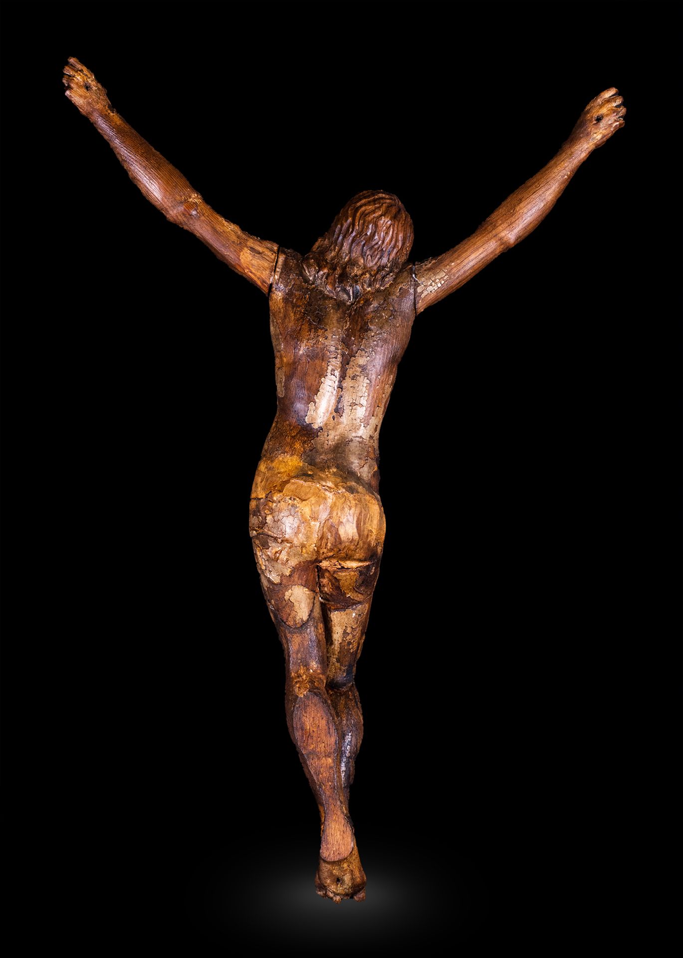 Christ in wood, with traces of original polychrome, based on Michelangelo's model, 16th - 17th centu - Image 7 of 9