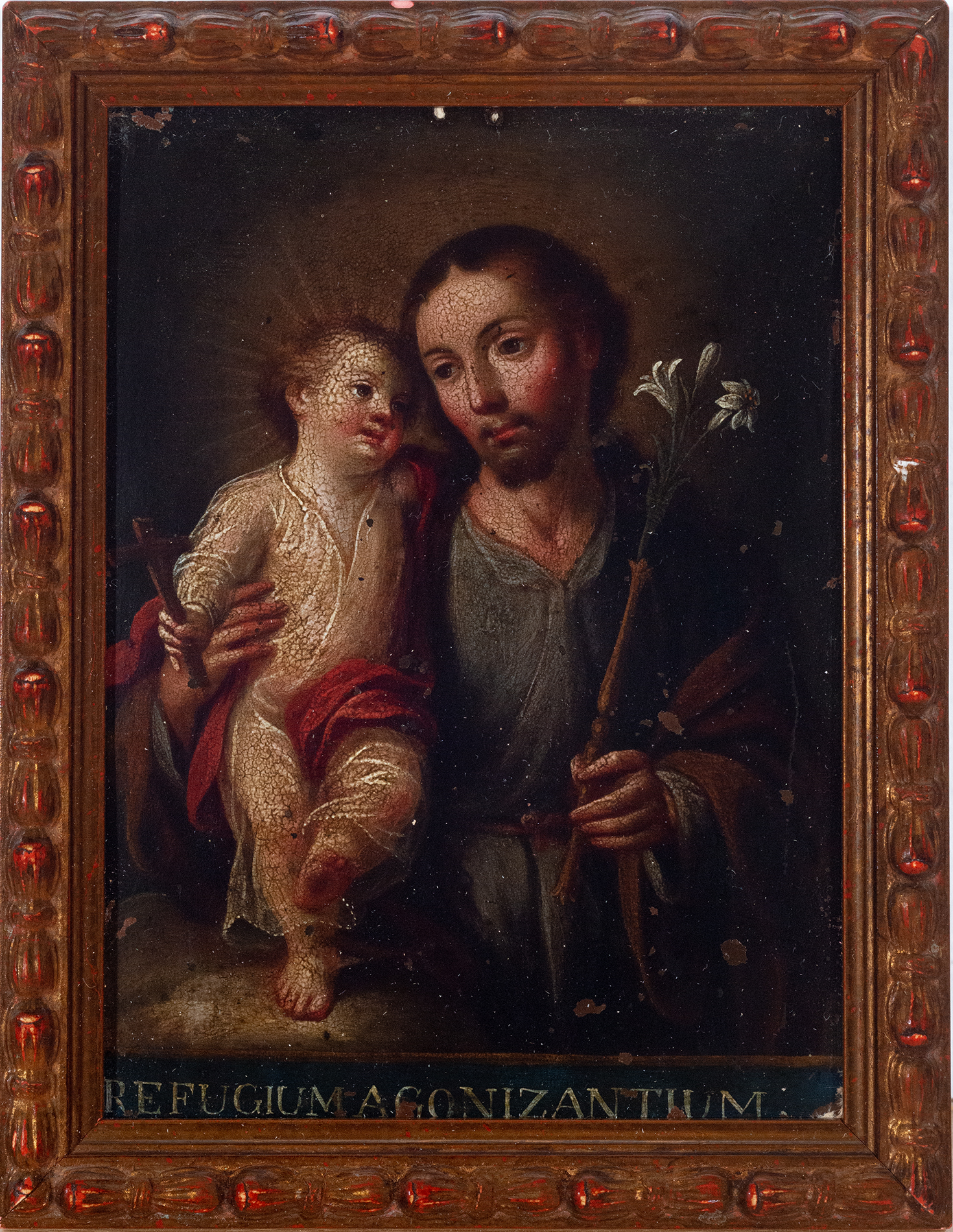 Exceptional Copper of Saint Joseph with Enfant Jesus, 18th century New Spanish colonial school, in t