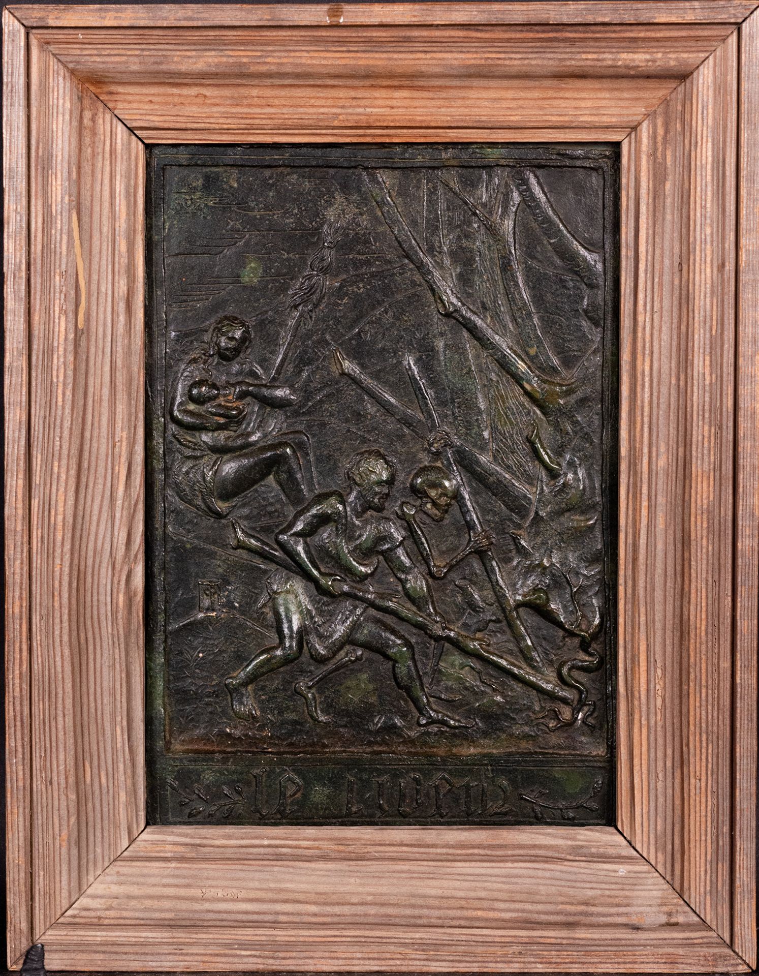 French Neo-Gothic style bronze relief representing Death, 19th century