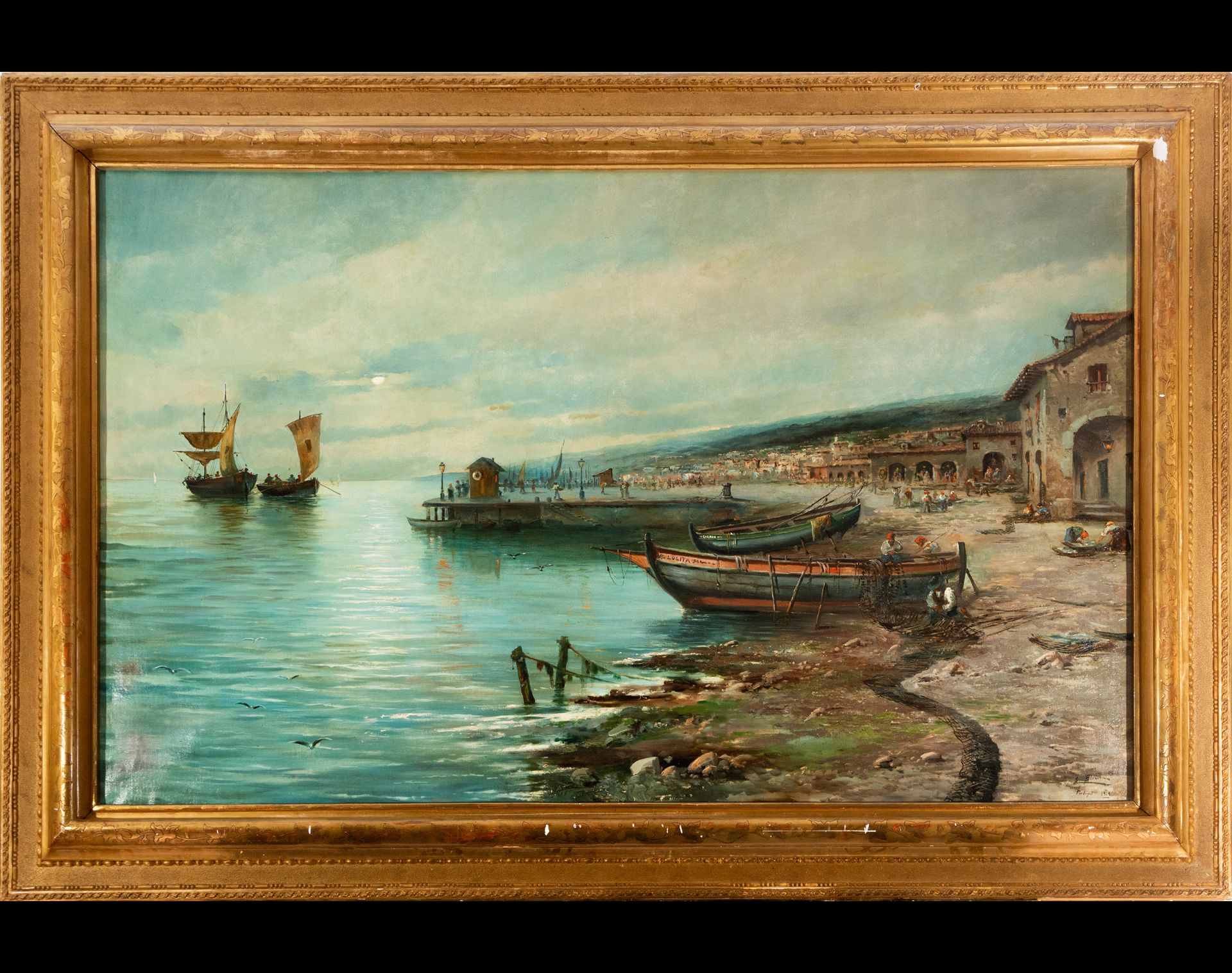 Great Marina, signed Emilio Álvarez Aiyon, Portugal, 1904