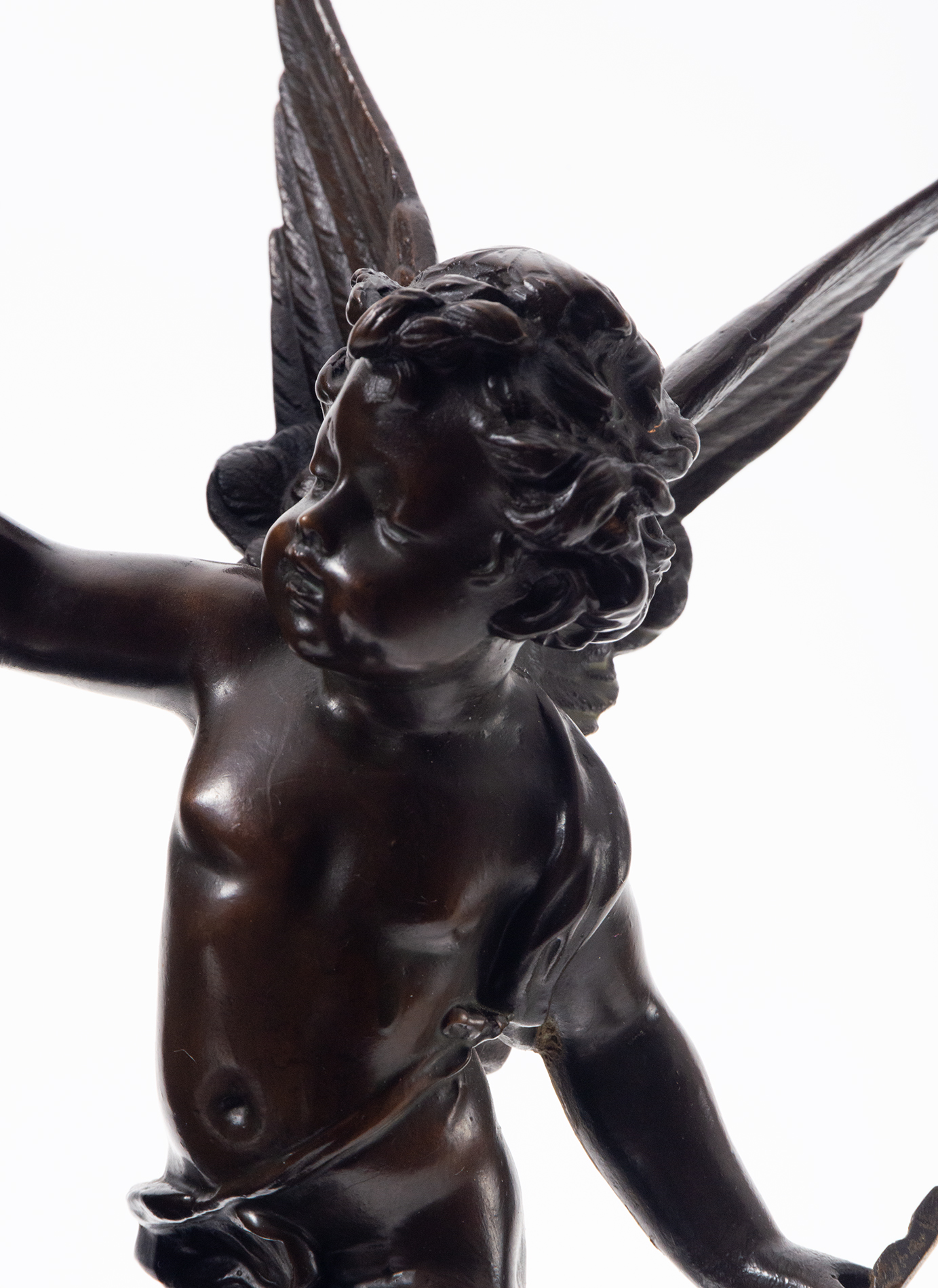 Elegant Cupid at the Fountain in bronze, 19th century French school, signed Bruchon - Image 2 of 7