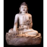 Great Burmese Buddha in White Marble from Myanmar, 18th century
