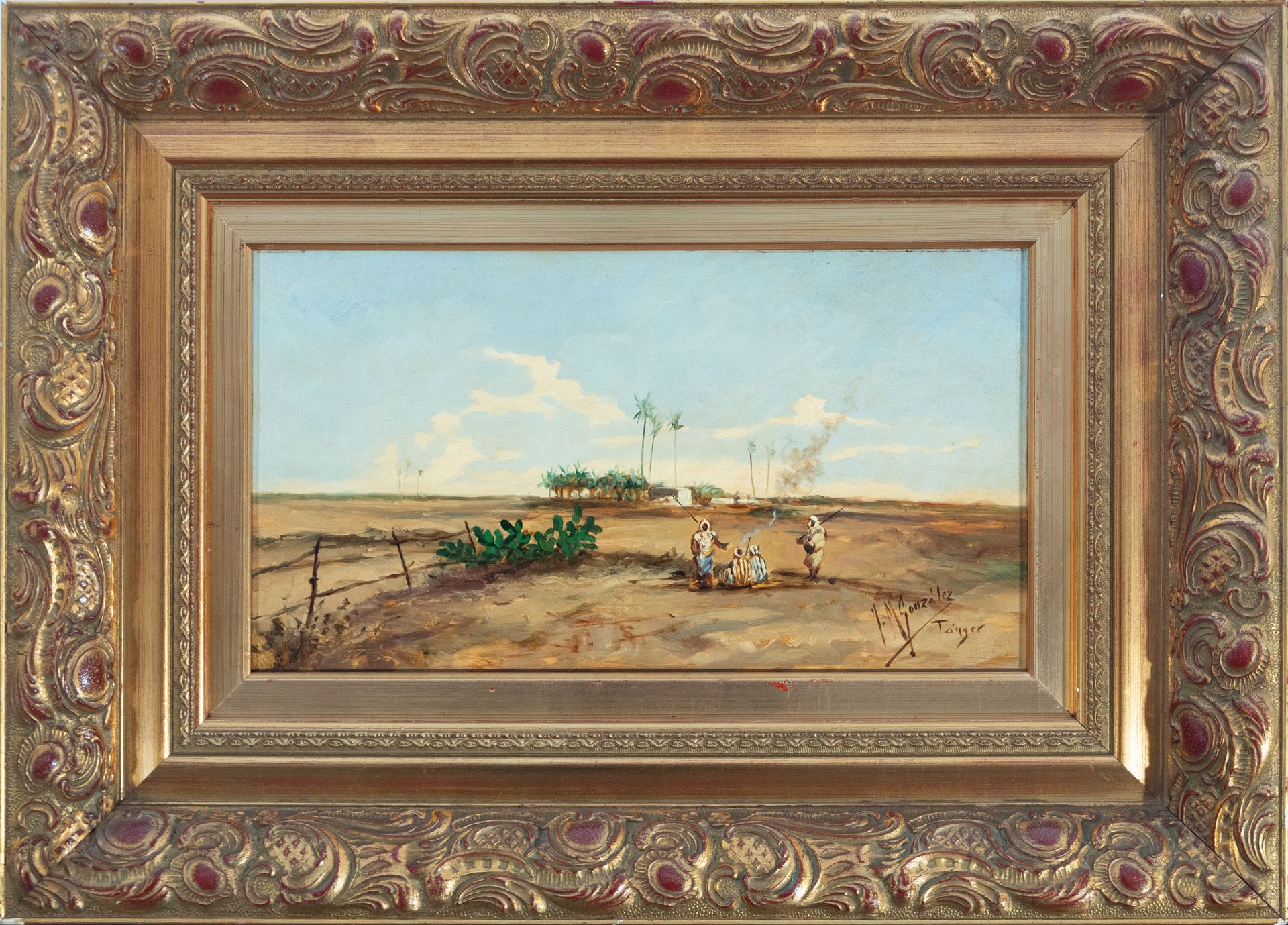 Pair of Orientalist Landscapes, M. González, Tangier, early 20th century