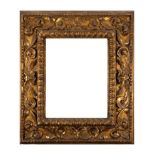 Spanish Baroque style frame, carved wood and gold leaf gilding, 19th century