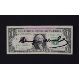 1 Dollar signed by Andy Warhol, with author's certificate