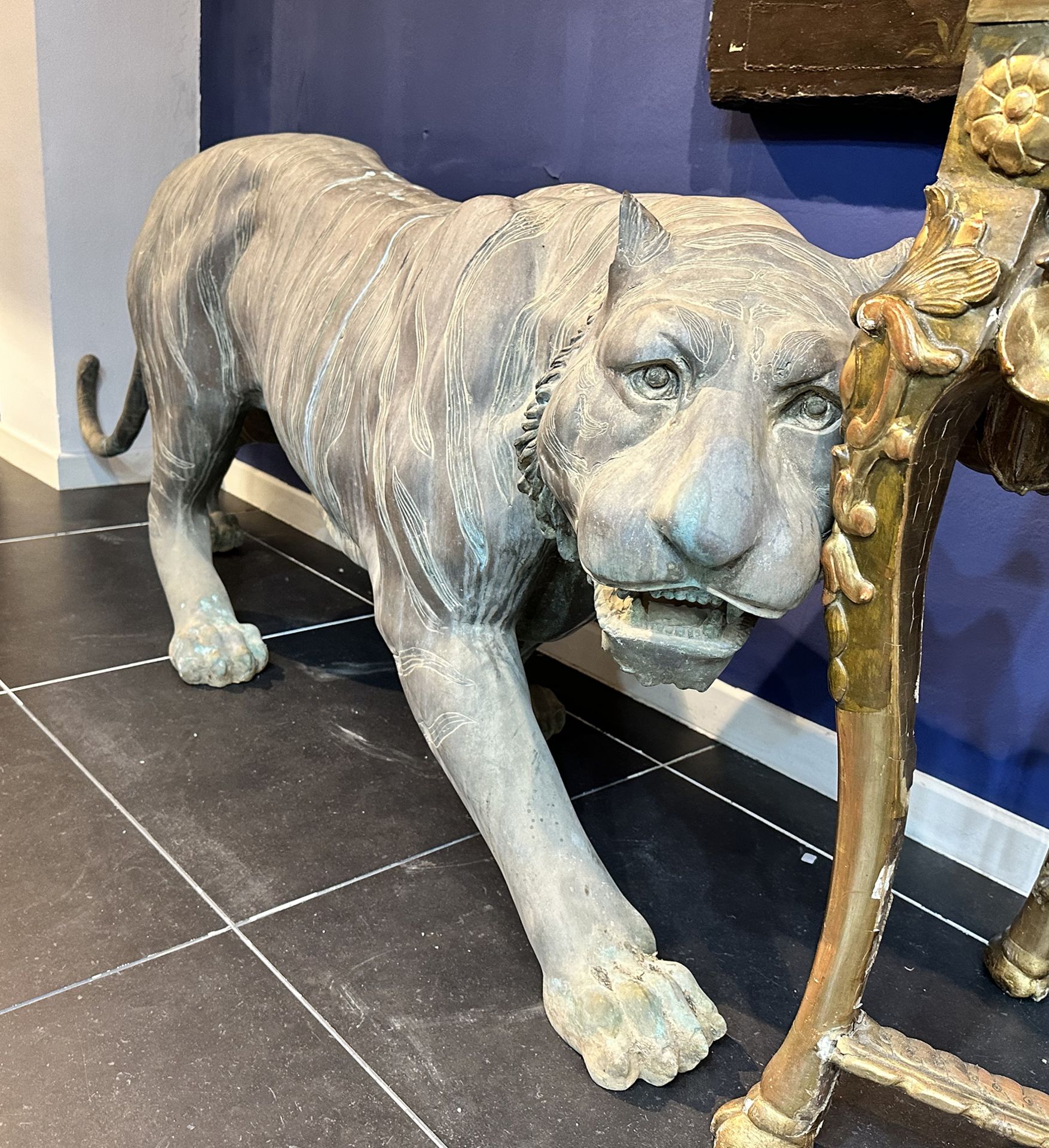 Large Life-Size Bengal Tiger in Bronze, Naples, 20th century - Image 2 of 2