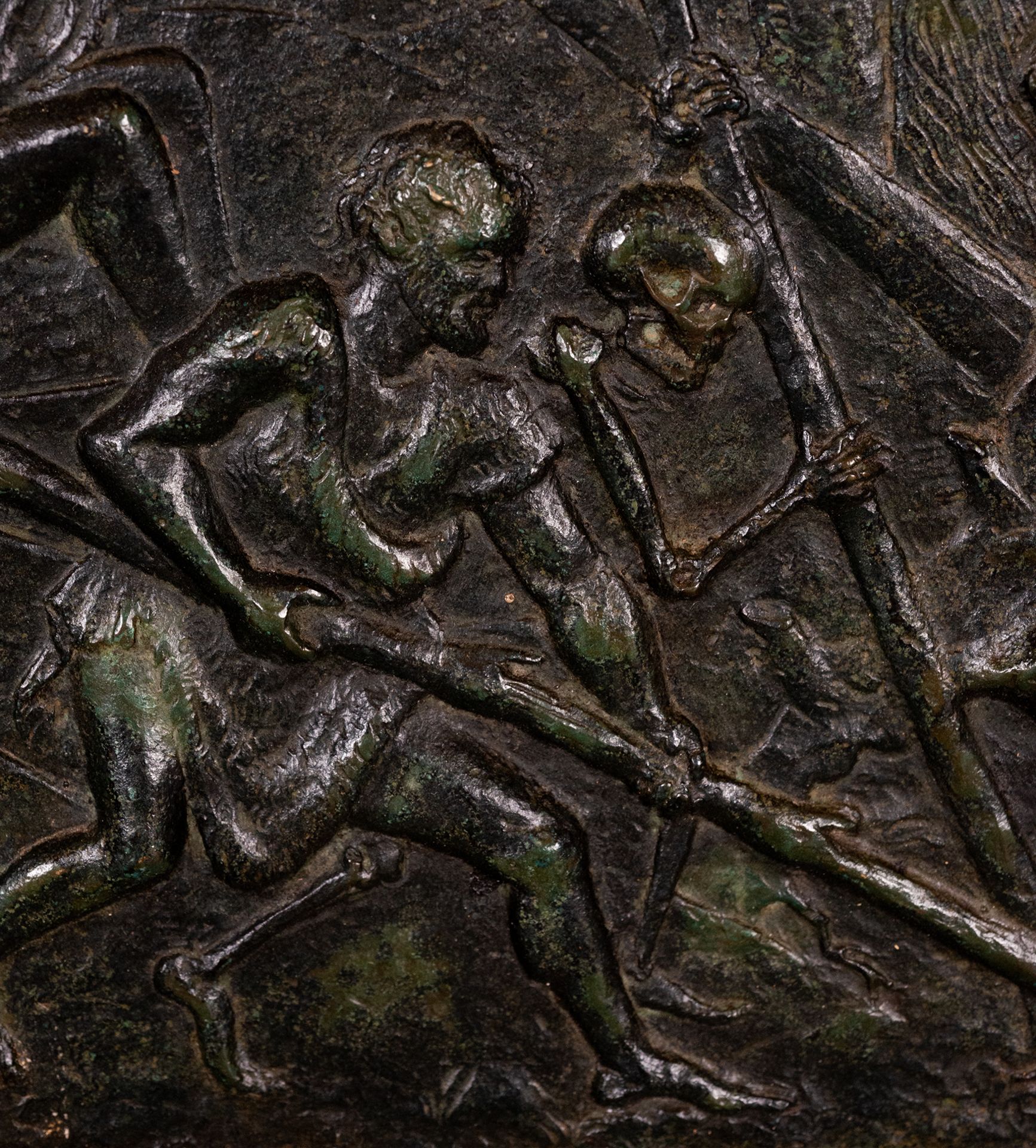 French Neo-Gothic style bronze relief representing Death, 19th century - Image 4 of 6