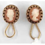 Pair of earrings with Elizabethan cameos, 19th century