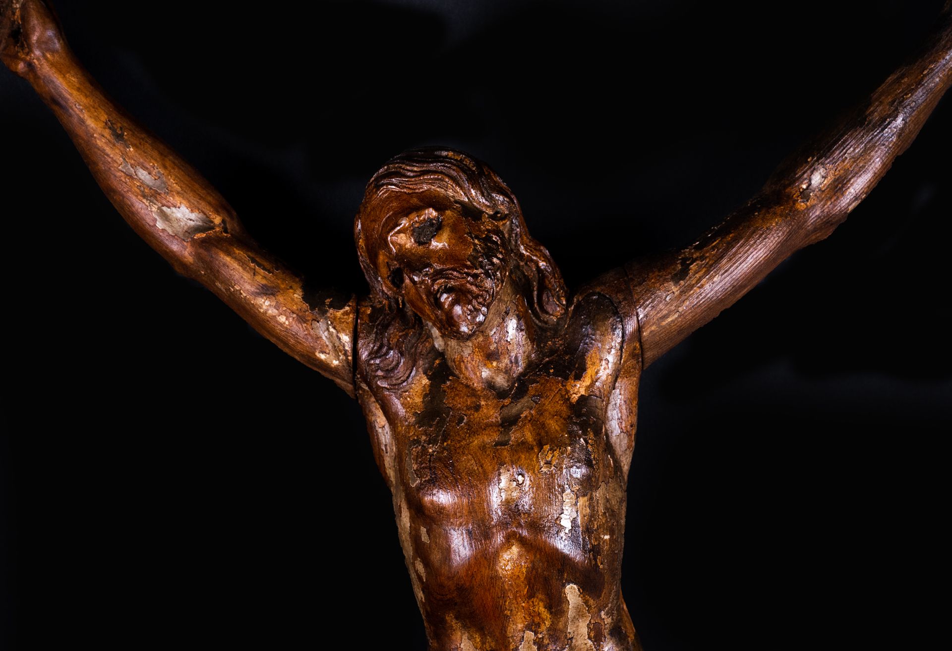 Christ in wood, with traces of original polychrome, based on Michelangelo's model, 16th - 17th centu - Bild 3 aus 9