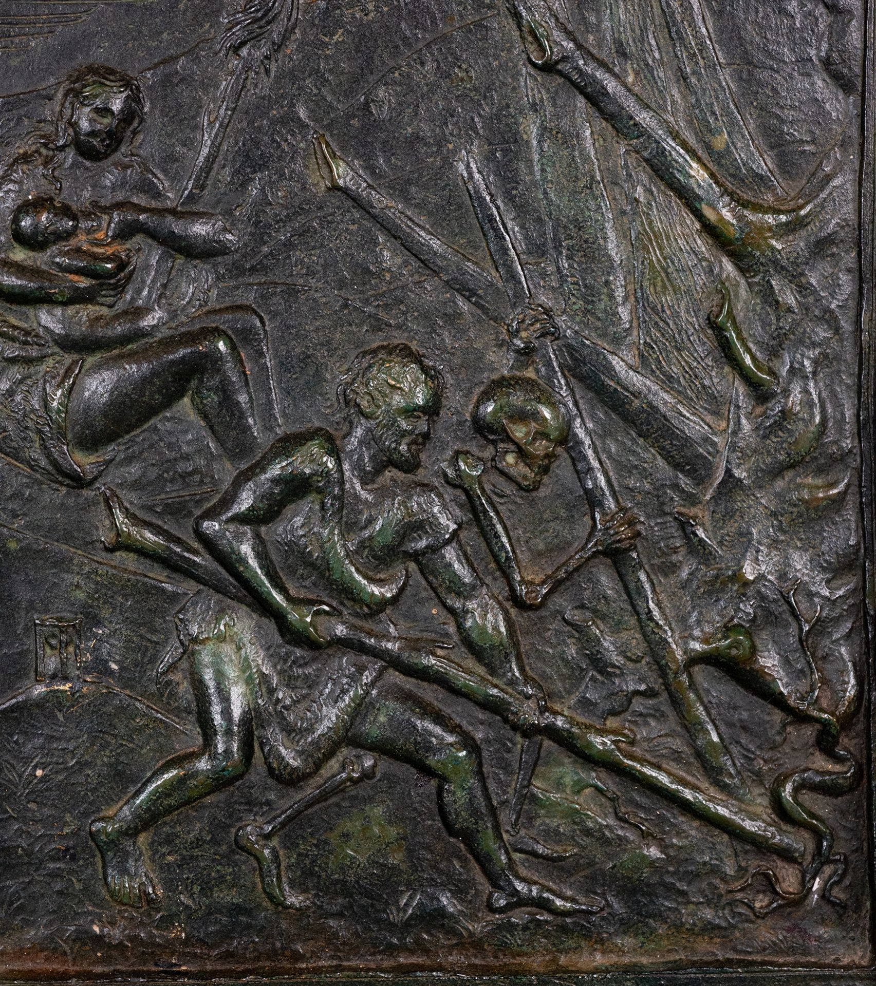 French Neo-Gothic style bronze relief representing Death, 19th century - Image 3 of 6