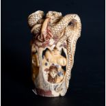 Family Netsuke and Mammoth Ivory Snake, 20th century