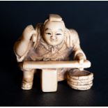 Japanese Peasant Netsuke in Mammoth Ivory, 20th century