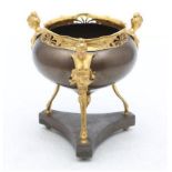 French censer, early Art Nouveau, in patinated and gilt bronze, late 19th century