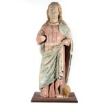 Saint John the Evangelist in polychrome stone, 17th century Portuguese school