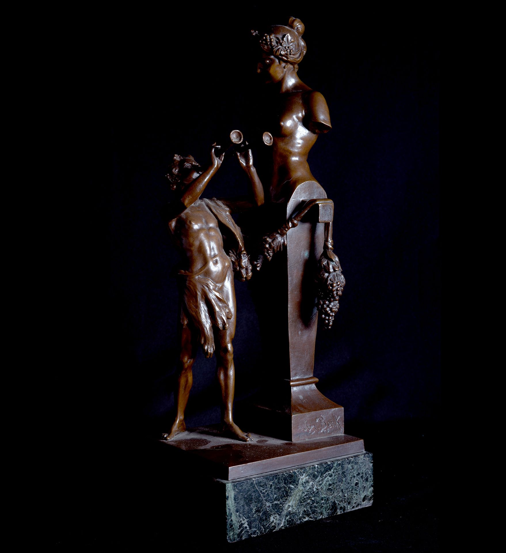 Faun with Odalisque in Bronze, Benk Johannes (Johann), 1844-1914 (Austria), Turn-of-the-Century Aust - Image 2 of 6