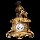Large Gilt and Blued Bronze Clock with Bacchus and Ram, Bernet à Paris, 19th century