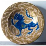 Manises reflection plate with Rampant Lion, Joan Mora, 20th century