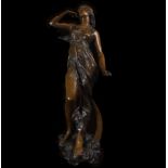 Lady in Bronze, Art Nouveau Sculpture, late 19th century - early 20th century, Julien Causse (1869 -