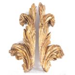 Pair of Large Auctions in gilded wood, 18th century