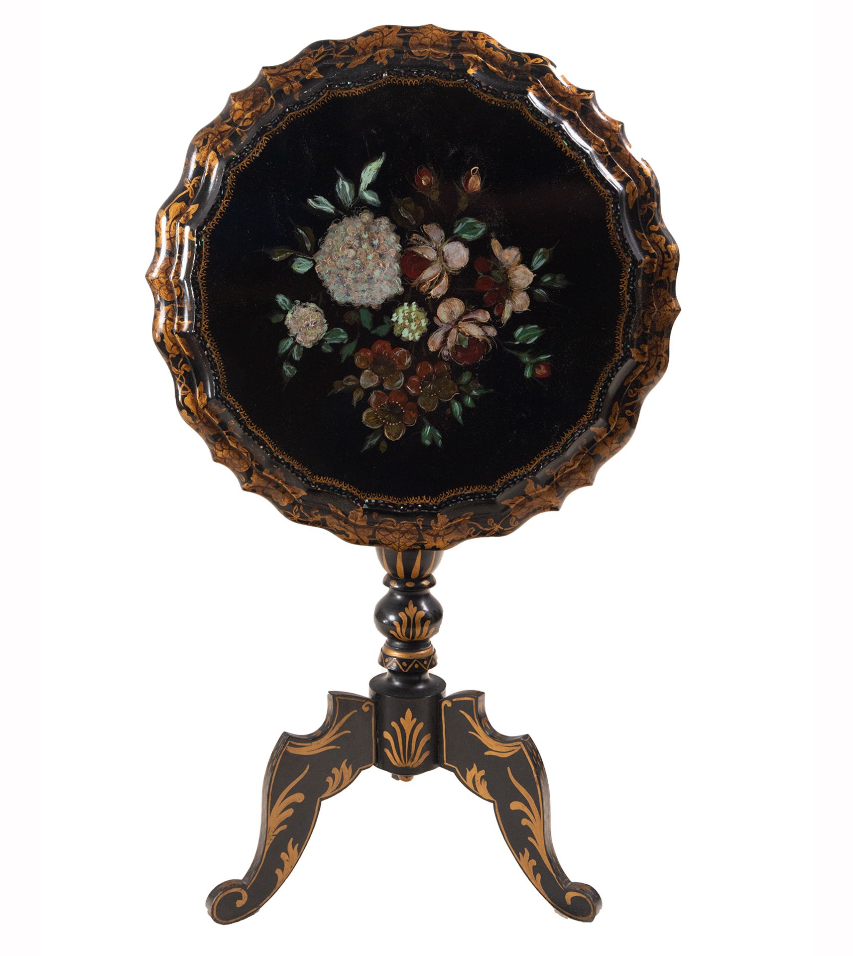 Napoleon III "Chinoisserie" type tabletop in lacquered and gilded wood and mother-of-pearl, French w