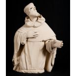 Saint Anthony Abad in limestone carving, 18th century Portuguese school