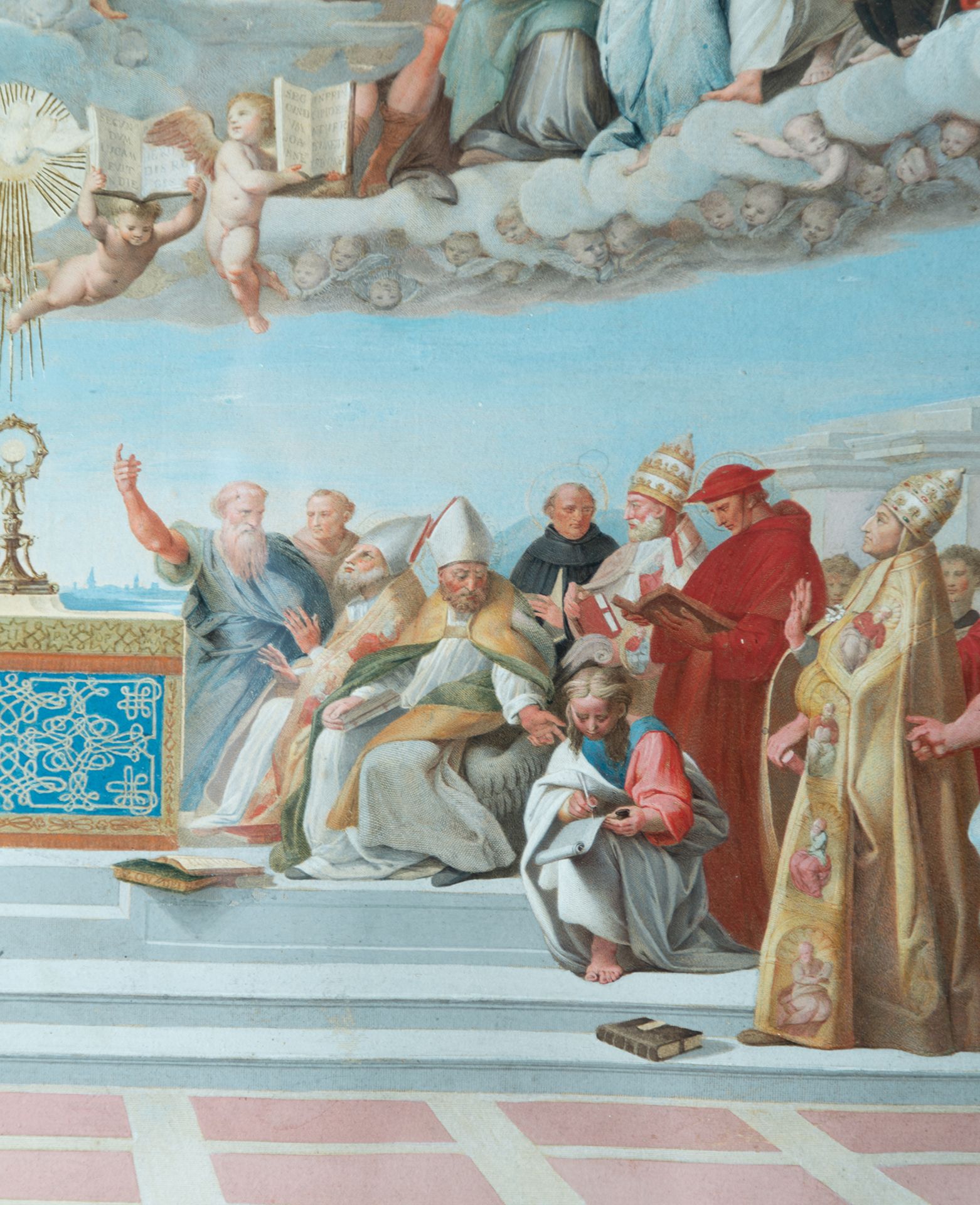Allegory of Pope Pius the sixth, tempera on paper, Italian school of the 18th century - Image 7 of 11