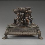 Exceptional Large Patinated Bronze Inkwell, Attributed to the workshop of Severo Calzetta da Ravenna