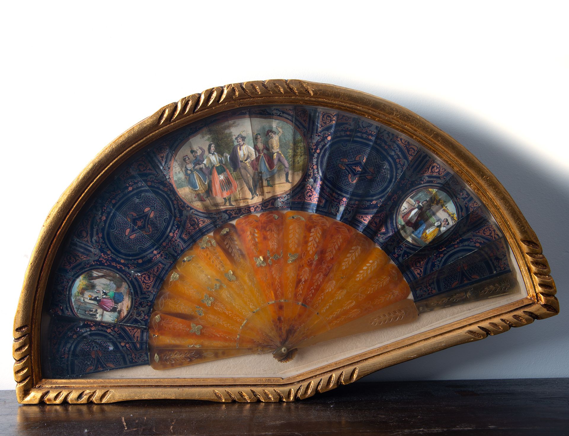 Spanish fan with jotero dancers, 19th century