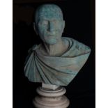 Life-size Garden Grand Tour bust in bronze representing a Roman Senator, Neapolitan work of the 19th
