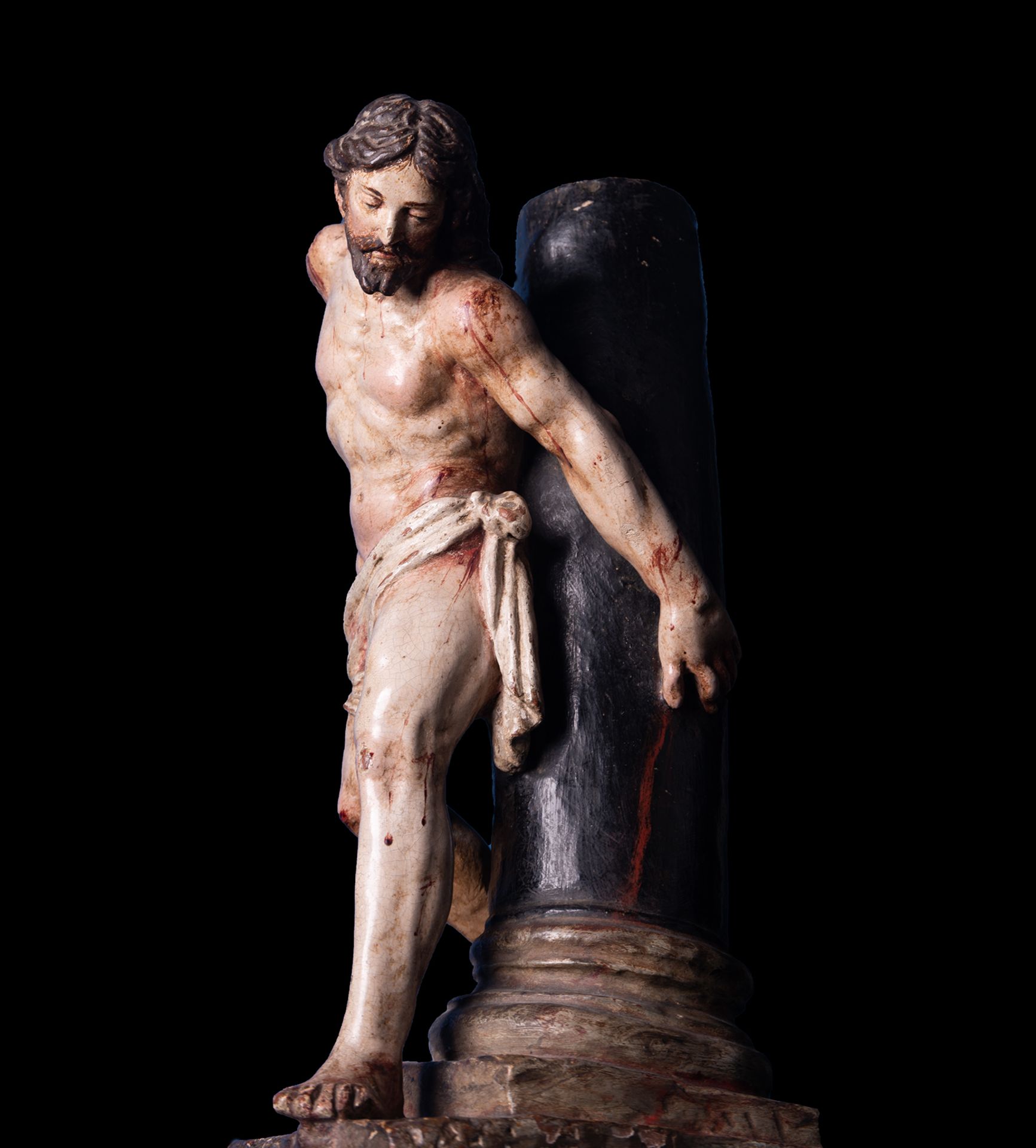 Christ tied to the column in terracotta, Italian school of the 17th century - Image 2 of 3