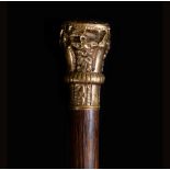 Walking stick with gilt silver handle, 19th century