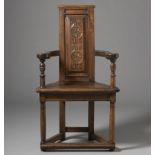 Very Rare "Caquetoire" or French Renaissance chair in Walnut, 16th C France, c. 1560 – 1580"
