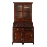 Two-Body Desk with display cabinet in English Mahogany, 19th century
