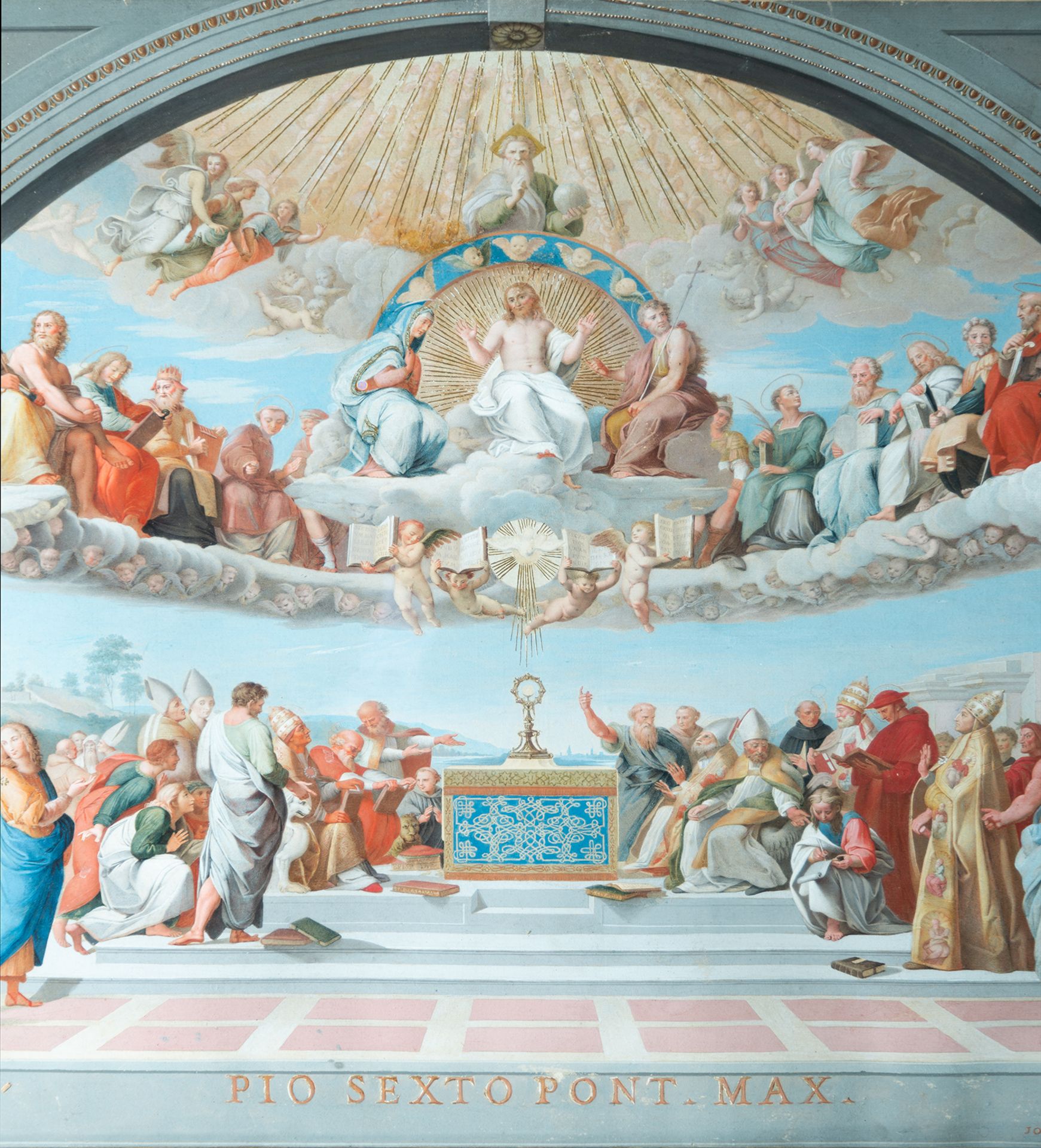 Allegory of Pope Pius the sixth, tempera on paper, Italian school of the 18th century - Image 3 of 11