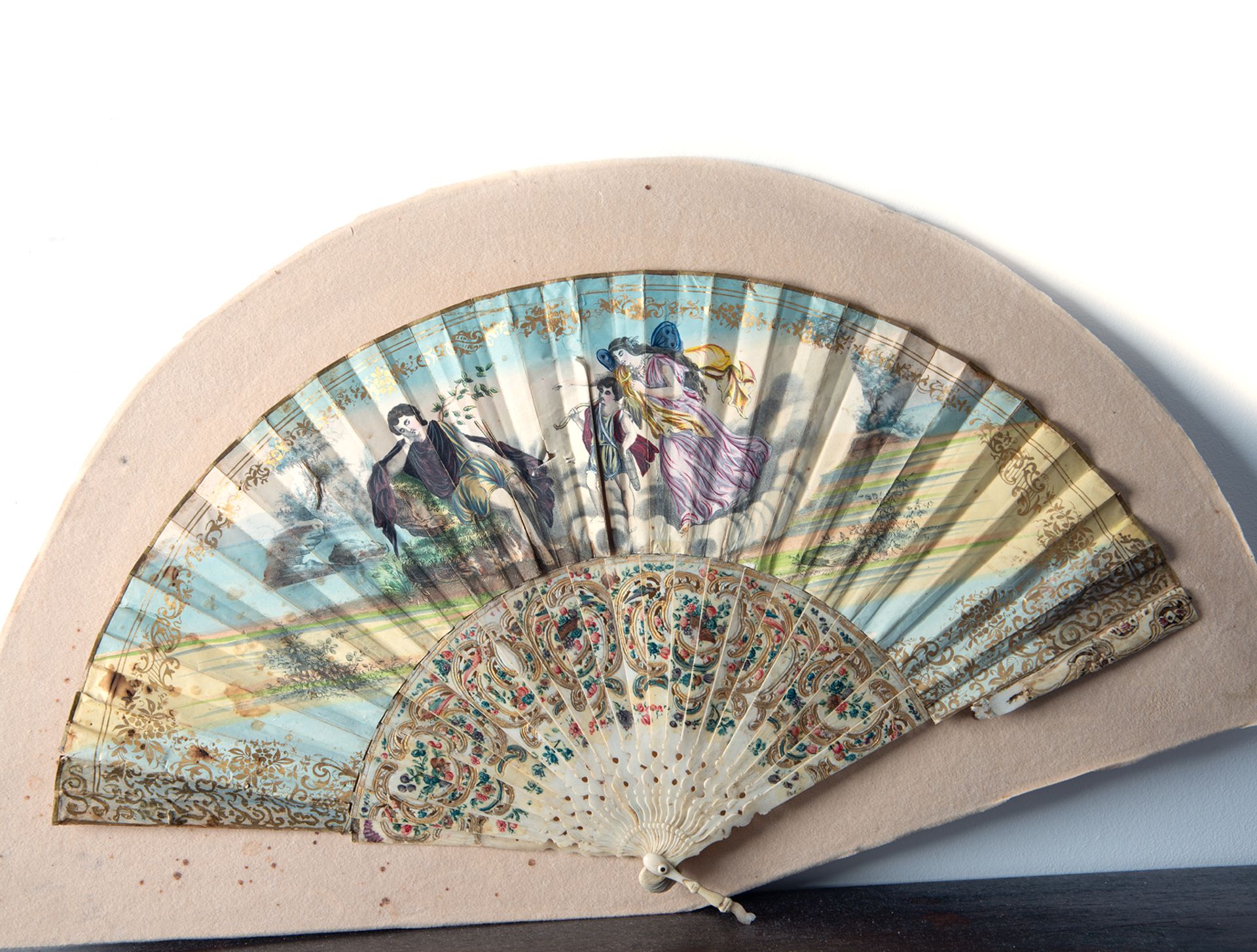 Spanish fan with mythological scene, 19th century