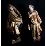 Highly important Pair of Mater Dolorosa and Saint John from a Calvary, style of Arnao de Bruselas (1