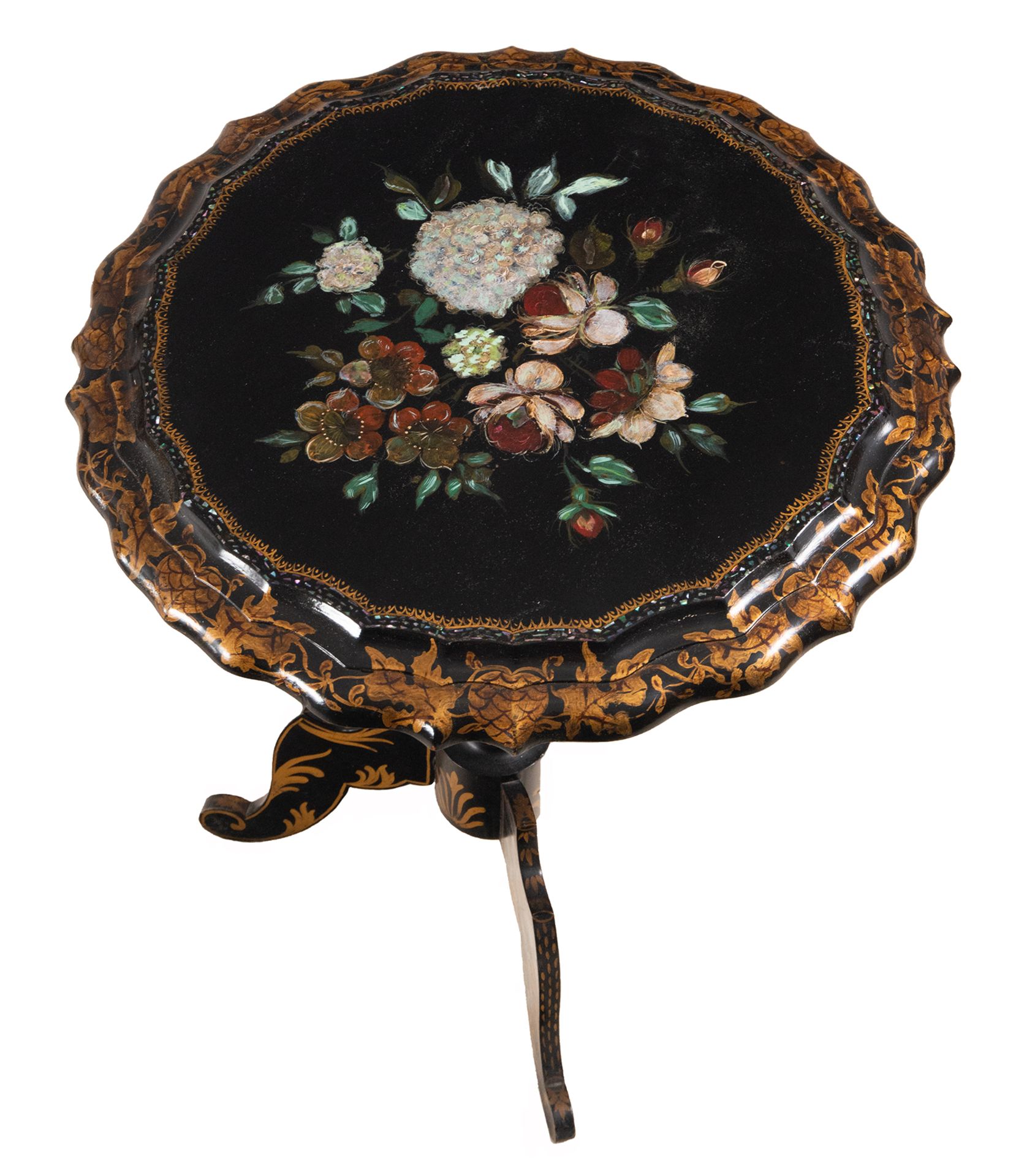 Napoleon III "Chinoisserie" type tabletop in lacquered and gilded wood and mother-of-pearl, French w - Bild 3 aus 5