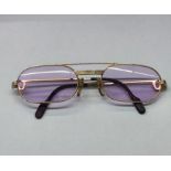 Elegant vintage Cartier sunglasses, 90s, purple lenses