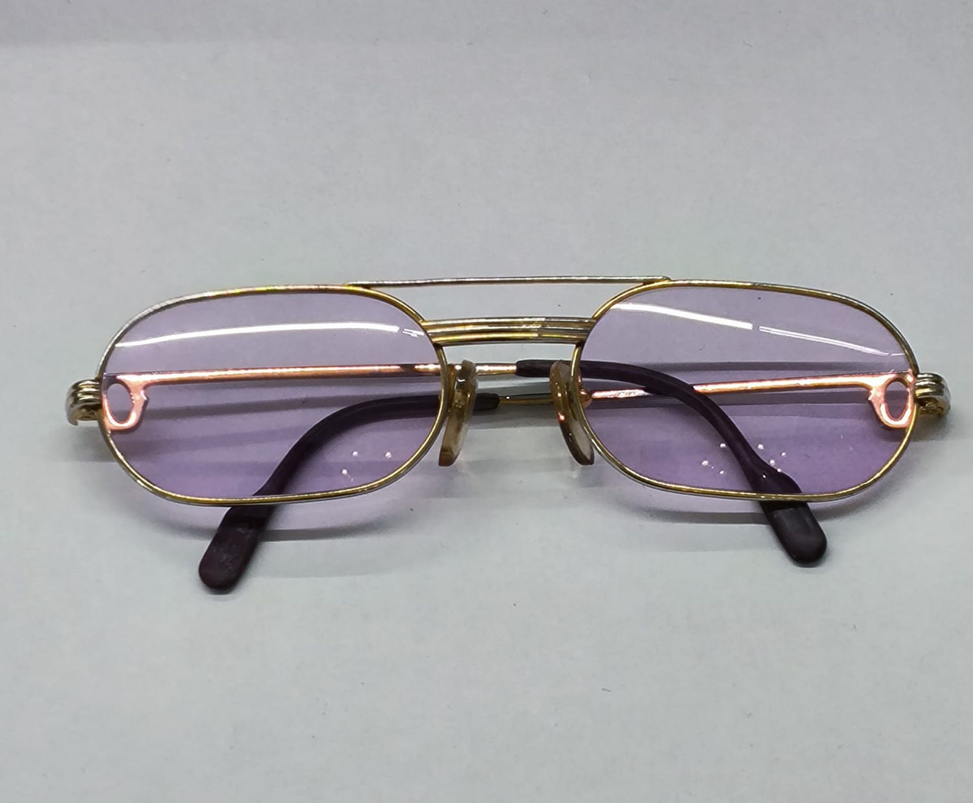 Elegant vintage Cartier sunglasses, 90s, purple lenses