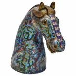 Horse head in bronze and Cloisonné enamel, China, early 20th century