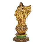 Large Immaculate Virgin in carved and gilded wood, Brazilian colonial school of the 17th century