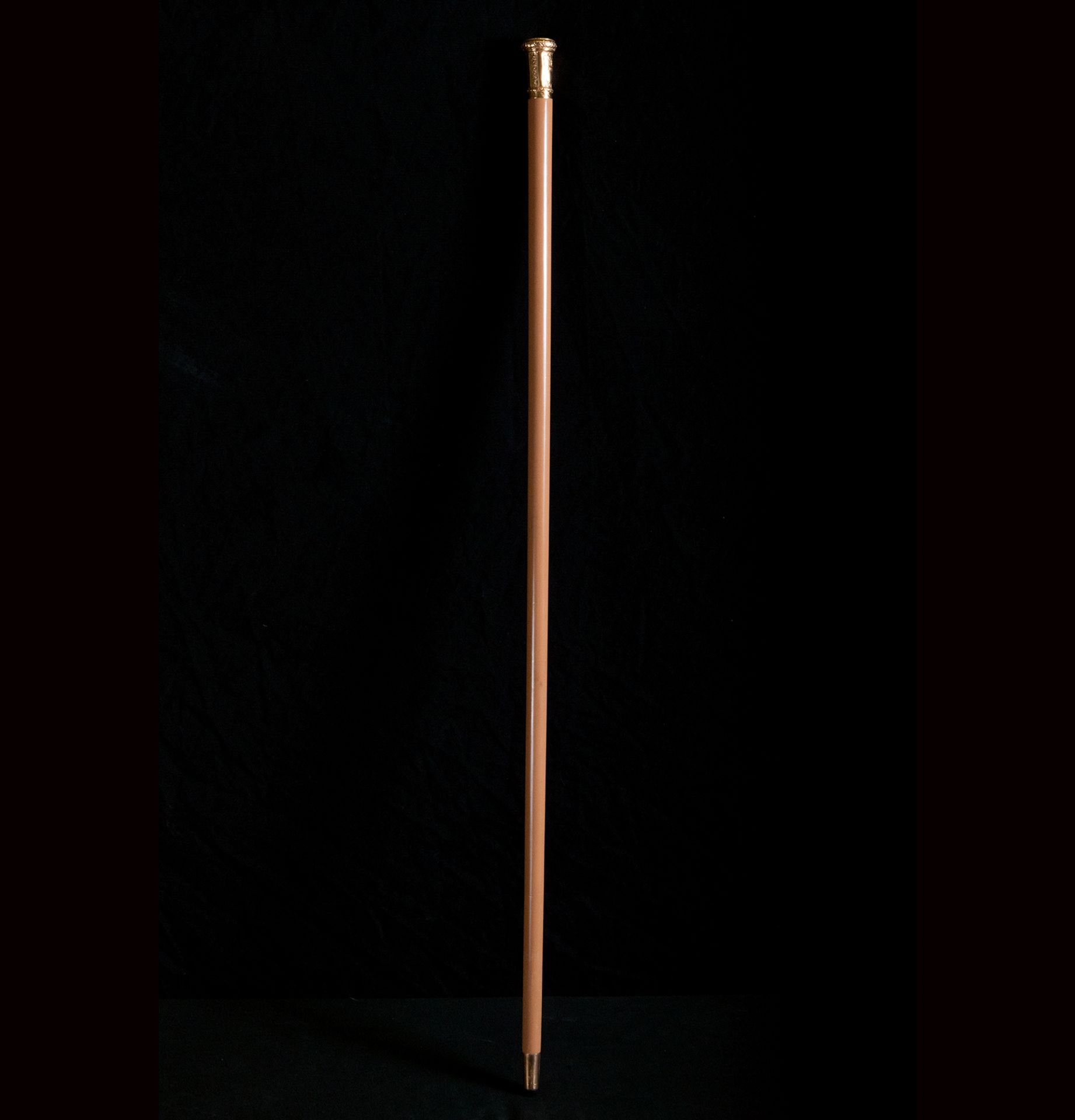 Officer's cane with gold handle with engraved initials, 19th century - Image 2 of 4