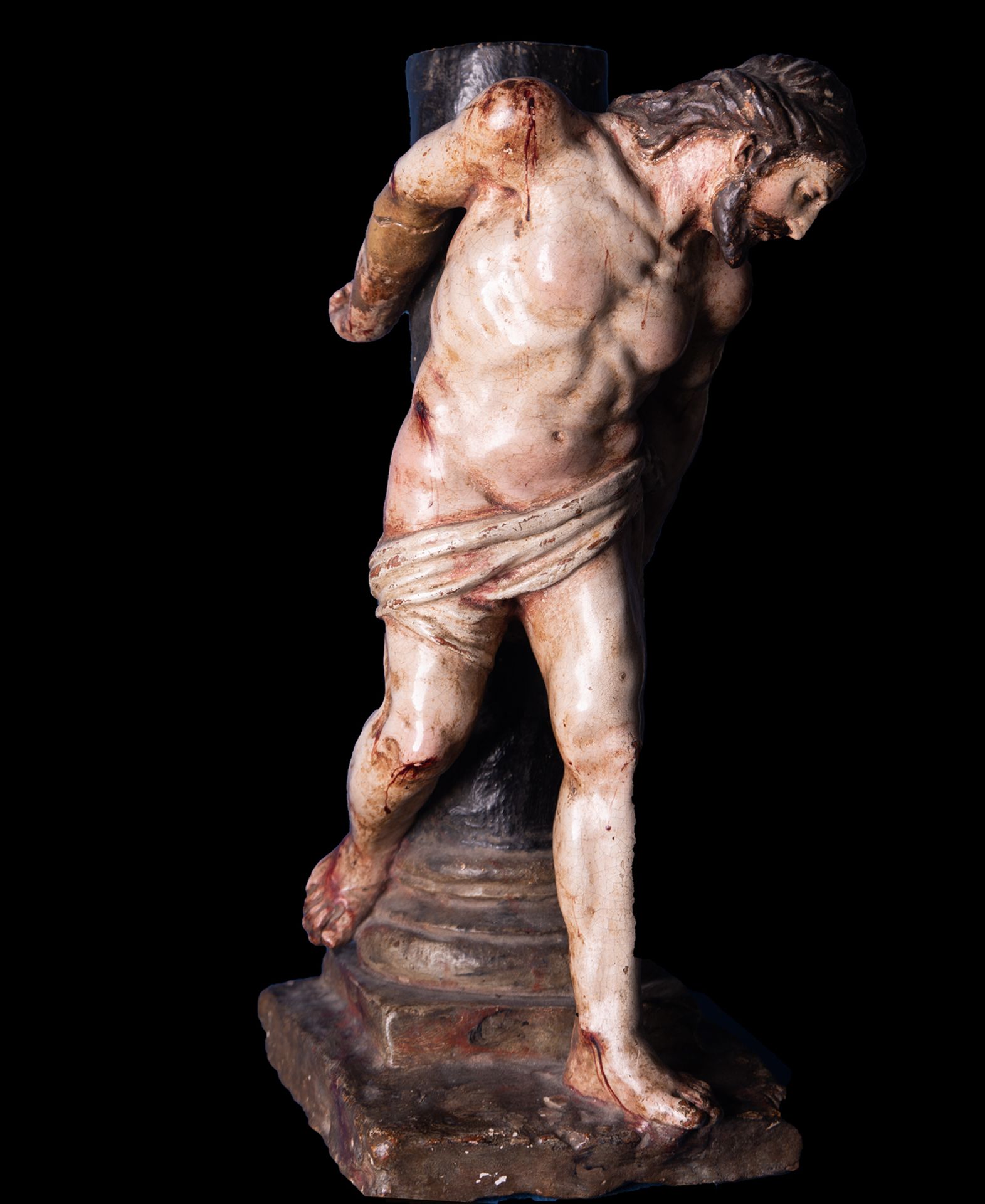 Christ tied to the column in terracotta, Italian school of the 17th century