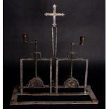 Early 20th century reproduction of a Torture rack used to crush heretic artists and scientists hands