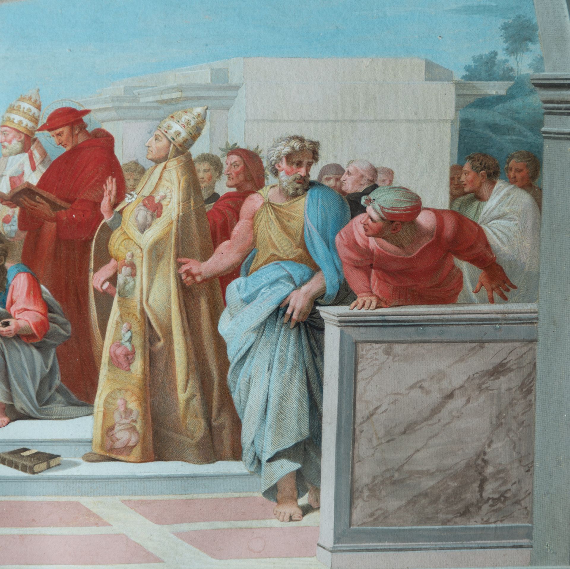 Allegory of Pope Pius the sixth, tempera on paper, Italian school of the 18th century - Image 8 of 11