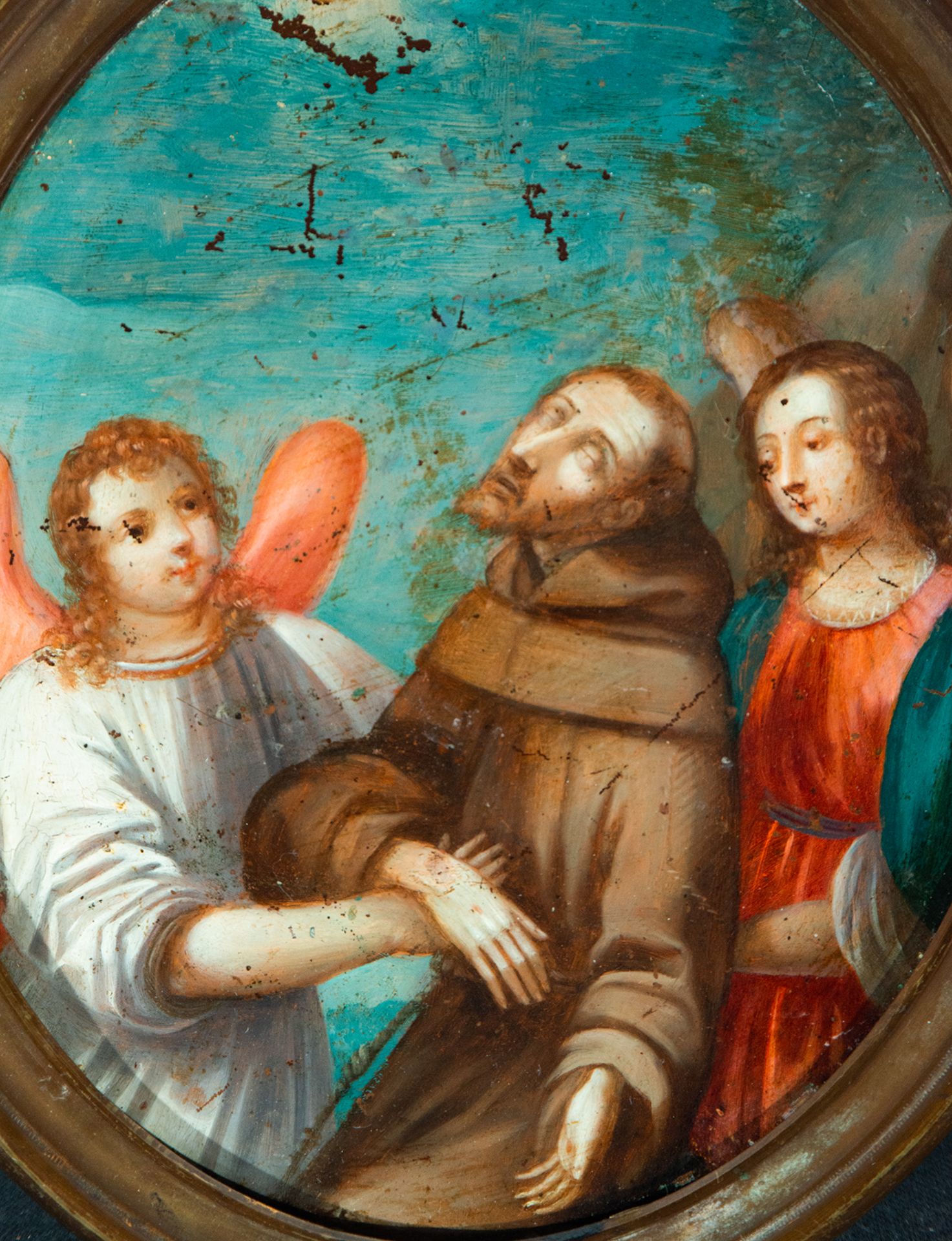 The Ecstasy of St Francis, 19th century New Spanish colonial school - Image 2 of 3